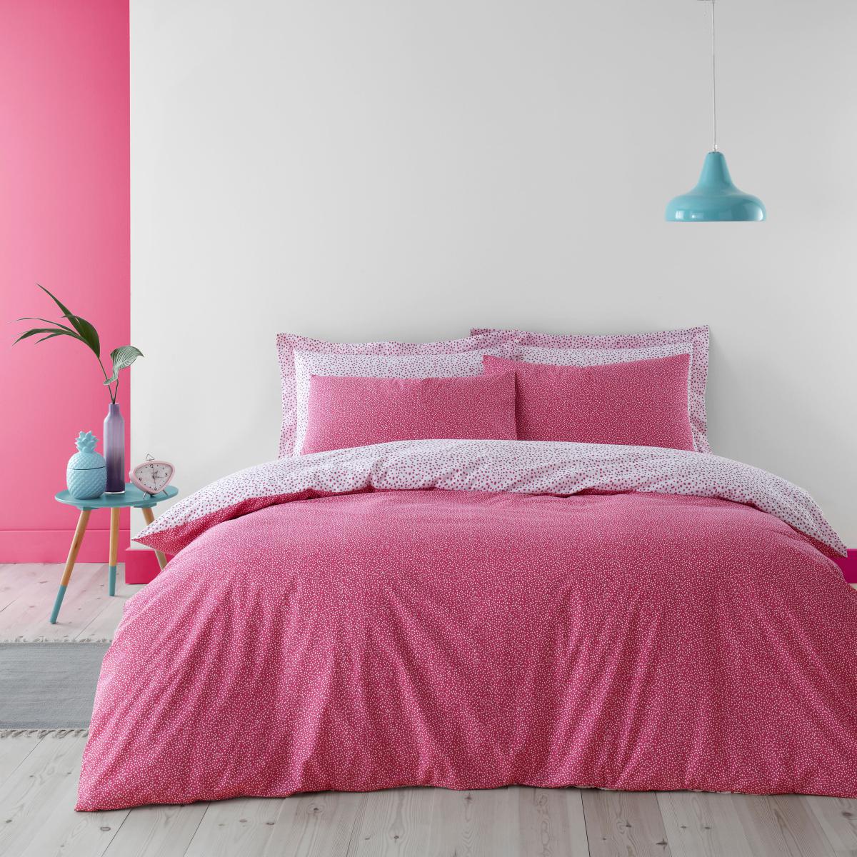 Dottie Pink 100% Cotton Duvet Cover and Pillowcase Set Pink – image 2