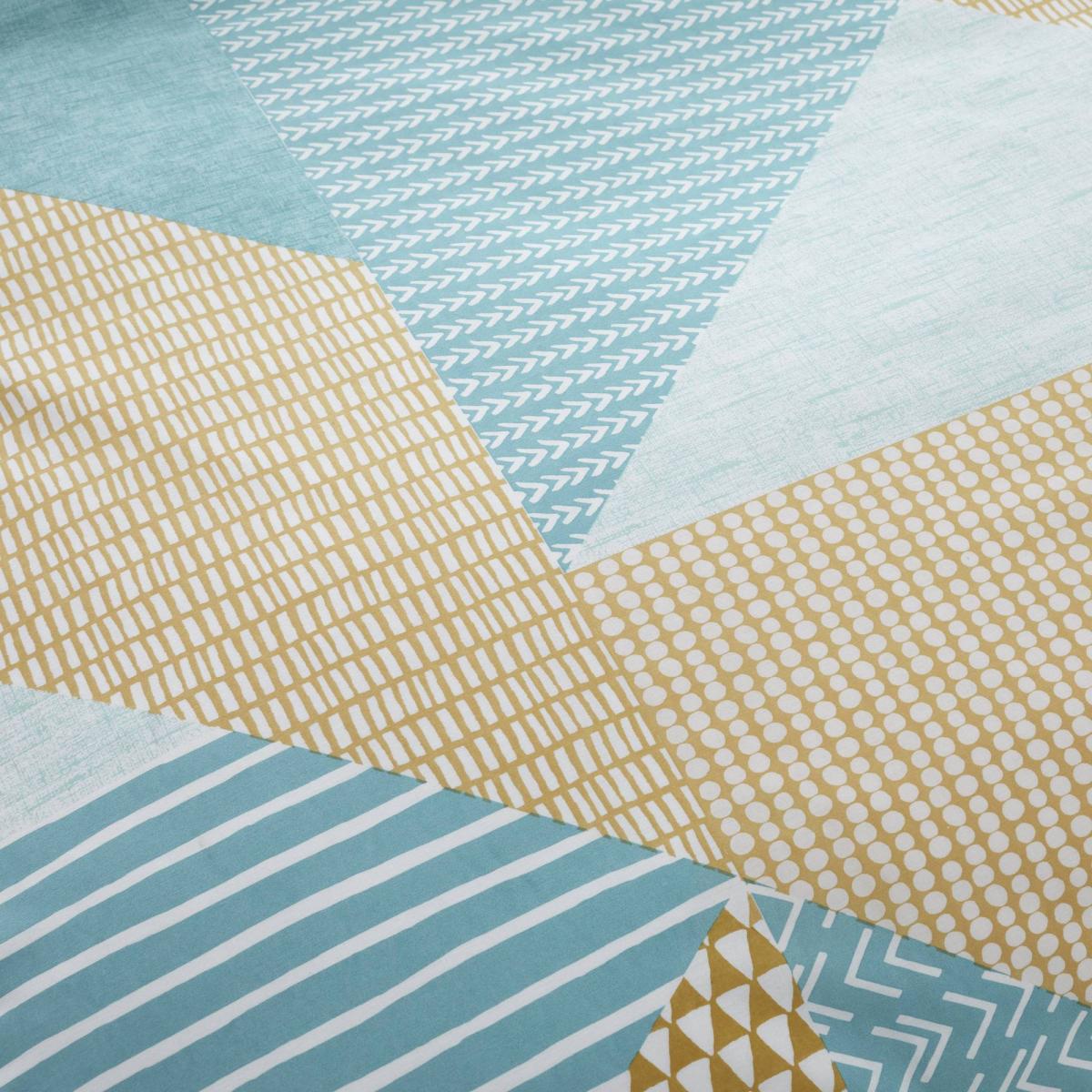 Catherine Lansfield Larsson Geo Ochre and Teal Duvet Cover and Pillowcase Set MultiColoured – image 4