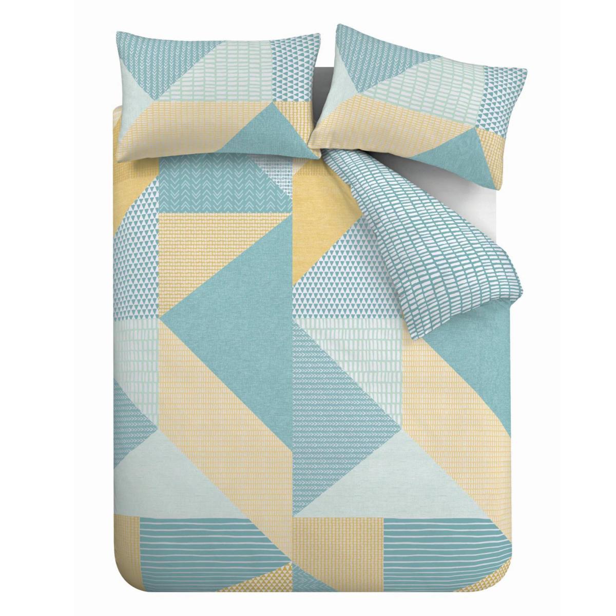 Catherine Lansfield Larsson Geo Ochre and Teal Duvet Cover and Pillowcase Set MultiColoured – image 5