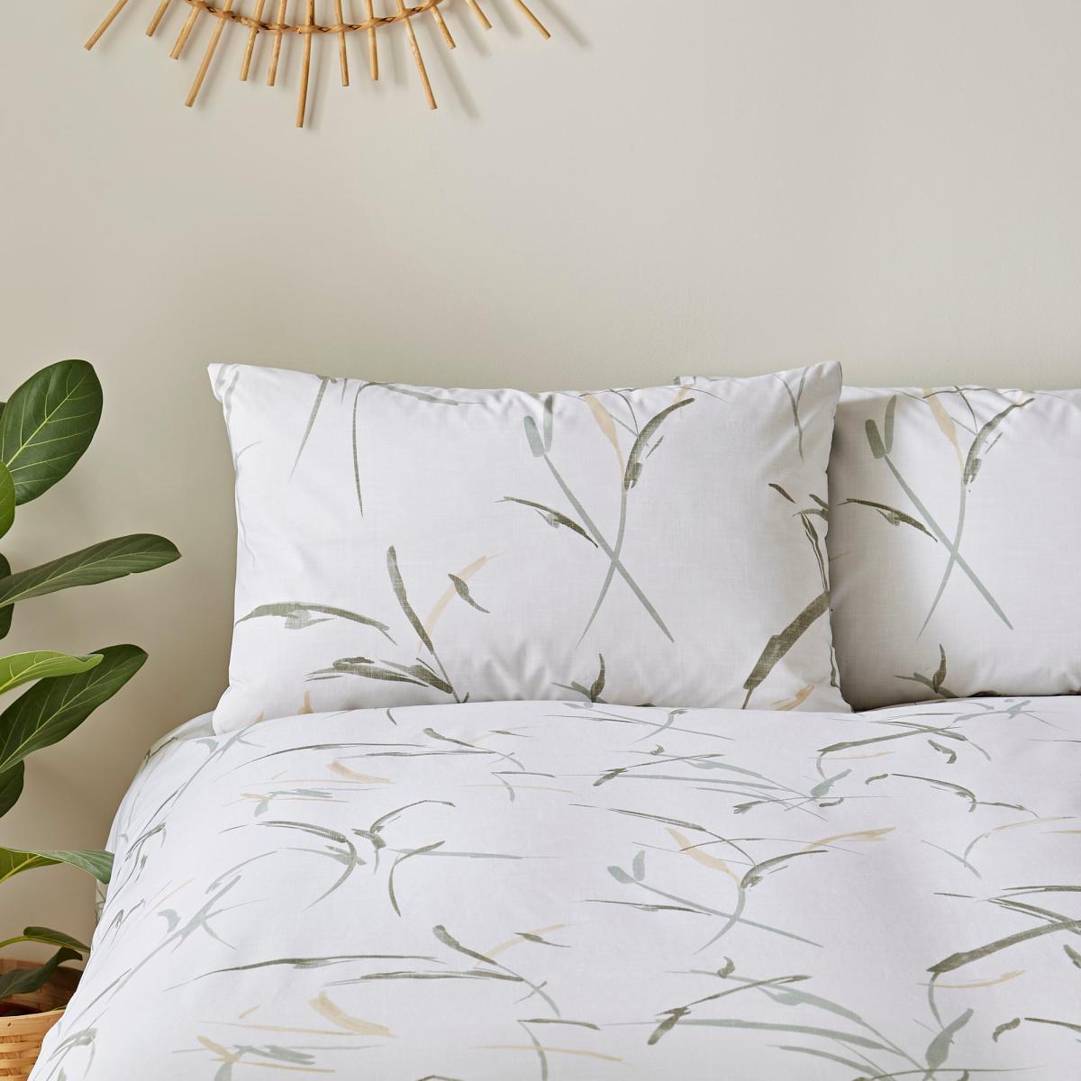 Sadie Leaves and Trees Green 100% Organic Cotton Reversible Duvet Cover and Pillowcase Set Green/White – image 5