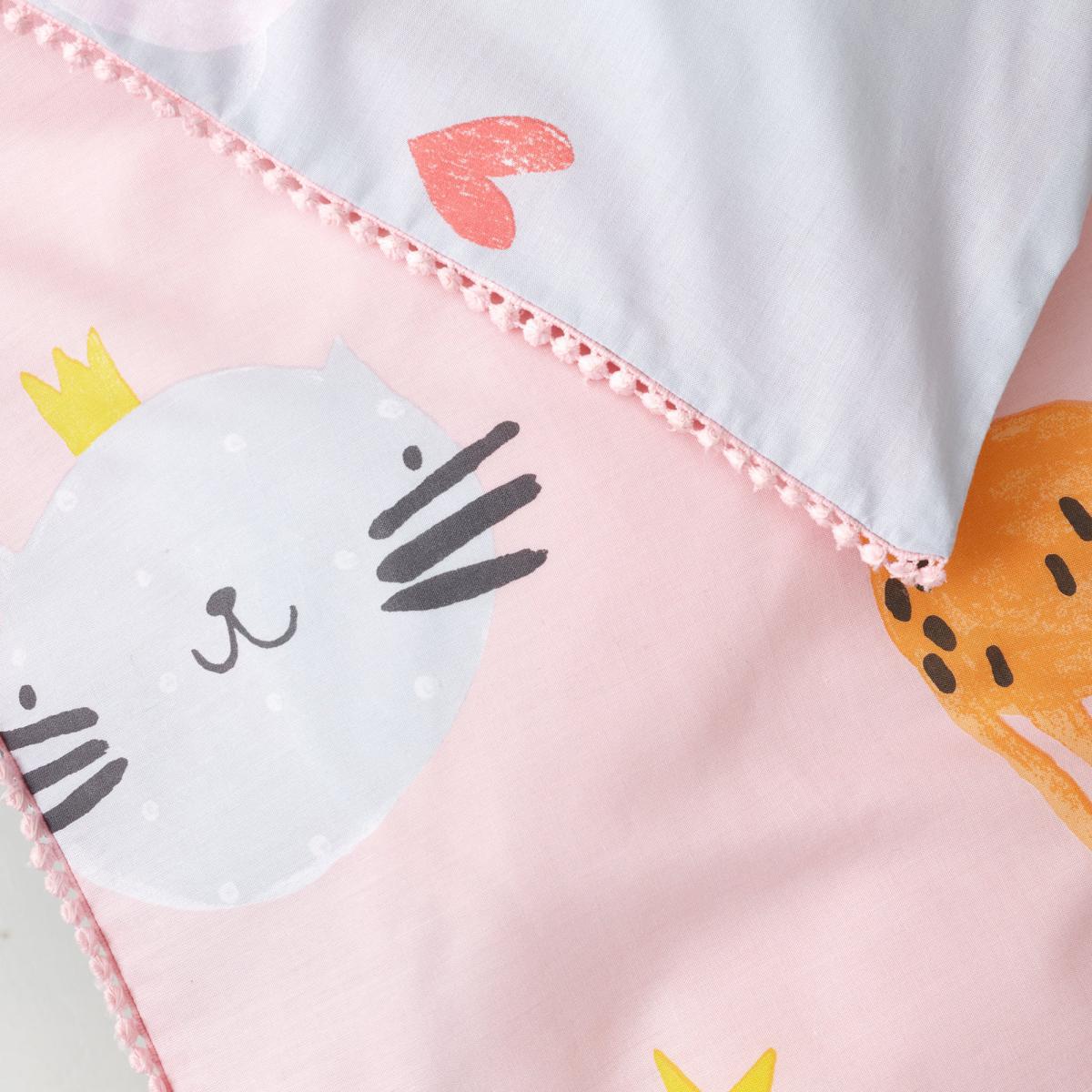 Party Animals Grey Duvet Cover and Pillowcase Set Grey, Pink and Yellow – image 5