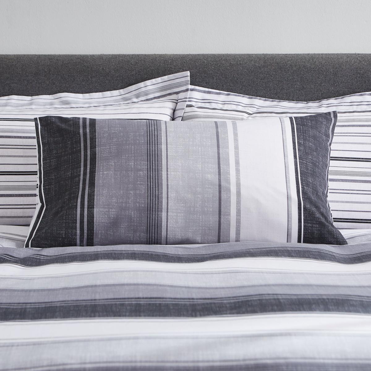Ellis Grey Stripe Reversible Duvet Cover and Pillowcase Set Grey and White – image 3