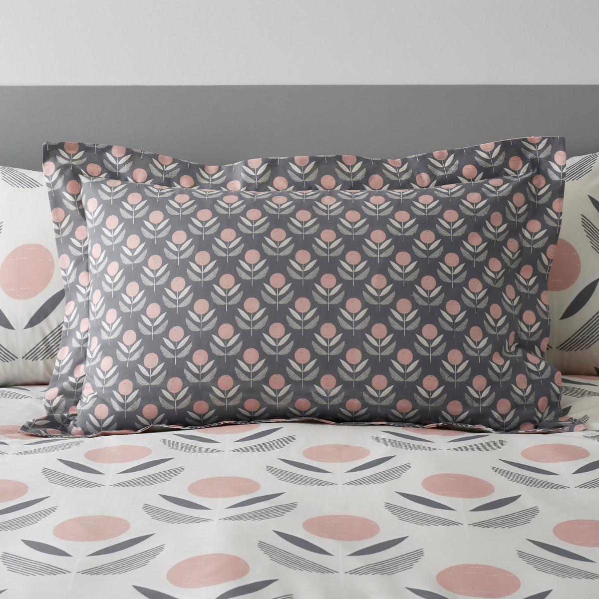 Elements Asa Charcoal and Blush Duvet Cover and Pillowcase Set Charcoal (Grey) – image 5