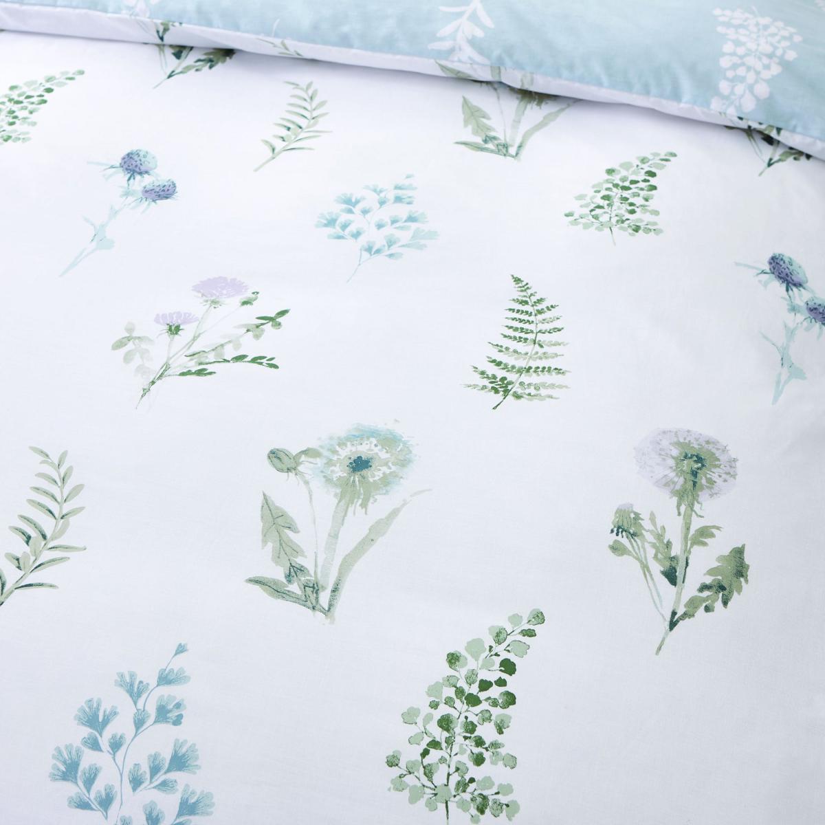 Bianca Meadow Flowers White 100% Egyptian Cotton Duvet Cover and Pillowcase Set White – image 3