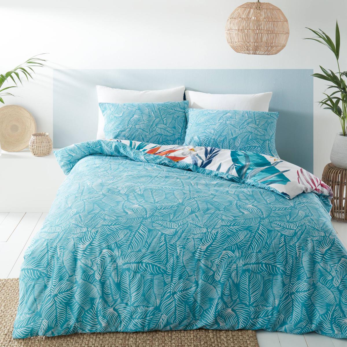 Pineapple Elephant Ayanna Tropical Flora Duvet Cover and Pillowcase Set Teal (Green) – image 2