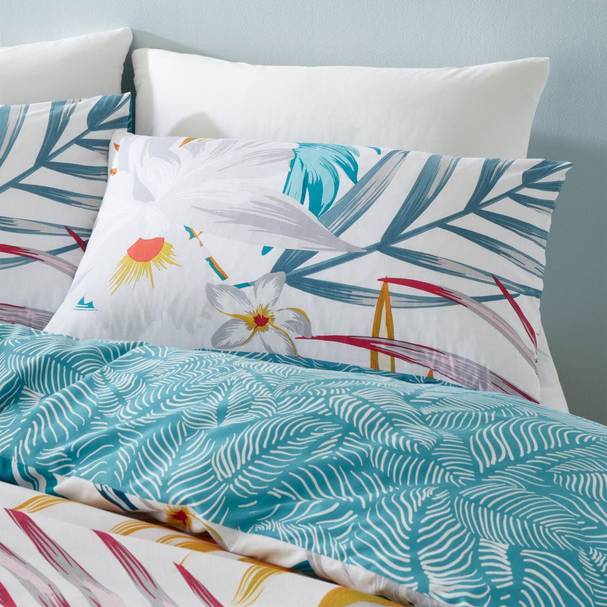 Pineapple Elephant Ayanna Tropical Flora Duvet Cover and Pillowcase Set Teal (Green) – image 3