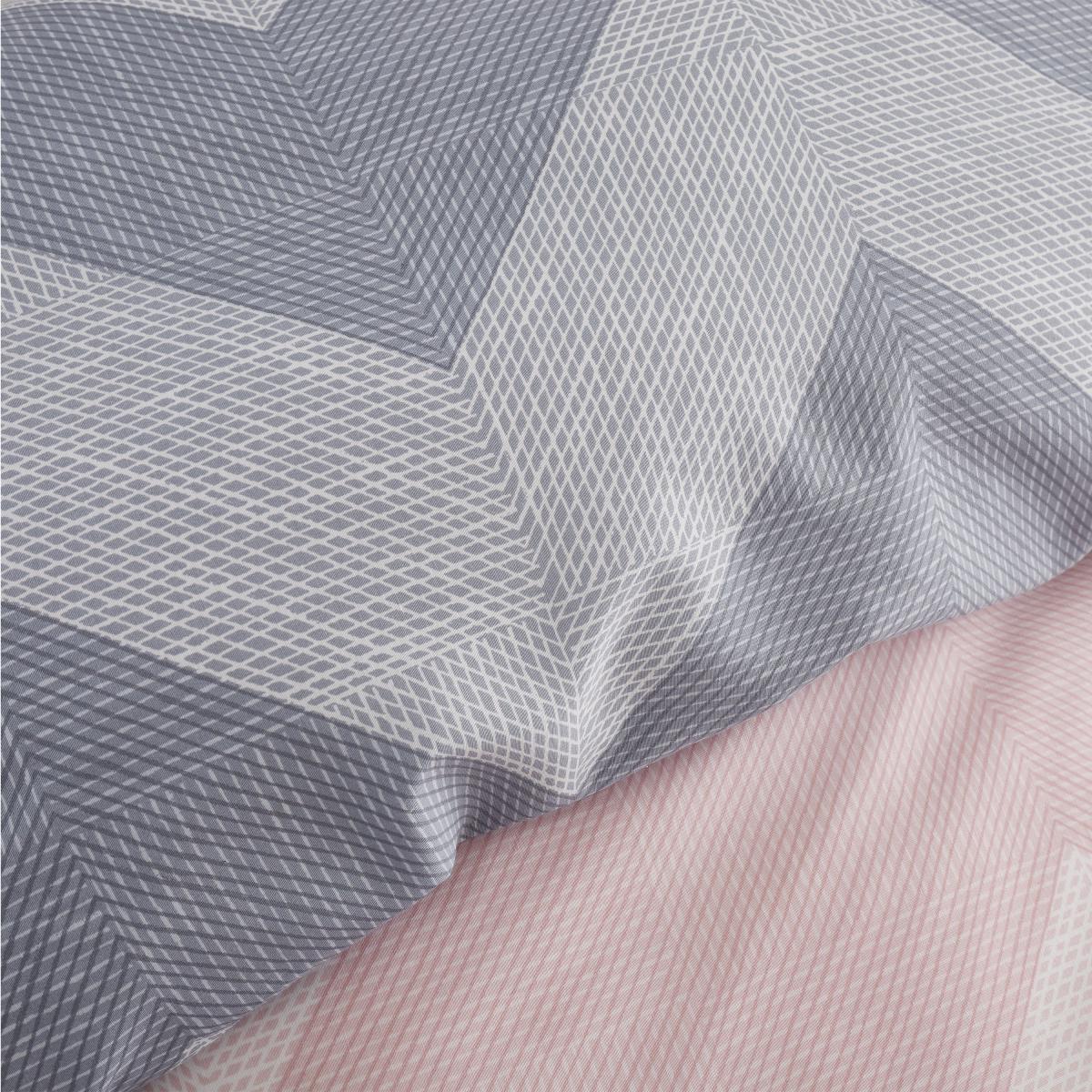 Catherine Lansfield Chevron Geo Pink and Grey Duvet Cover and Pillowcase Set Twin Pack Light Pink – image 4