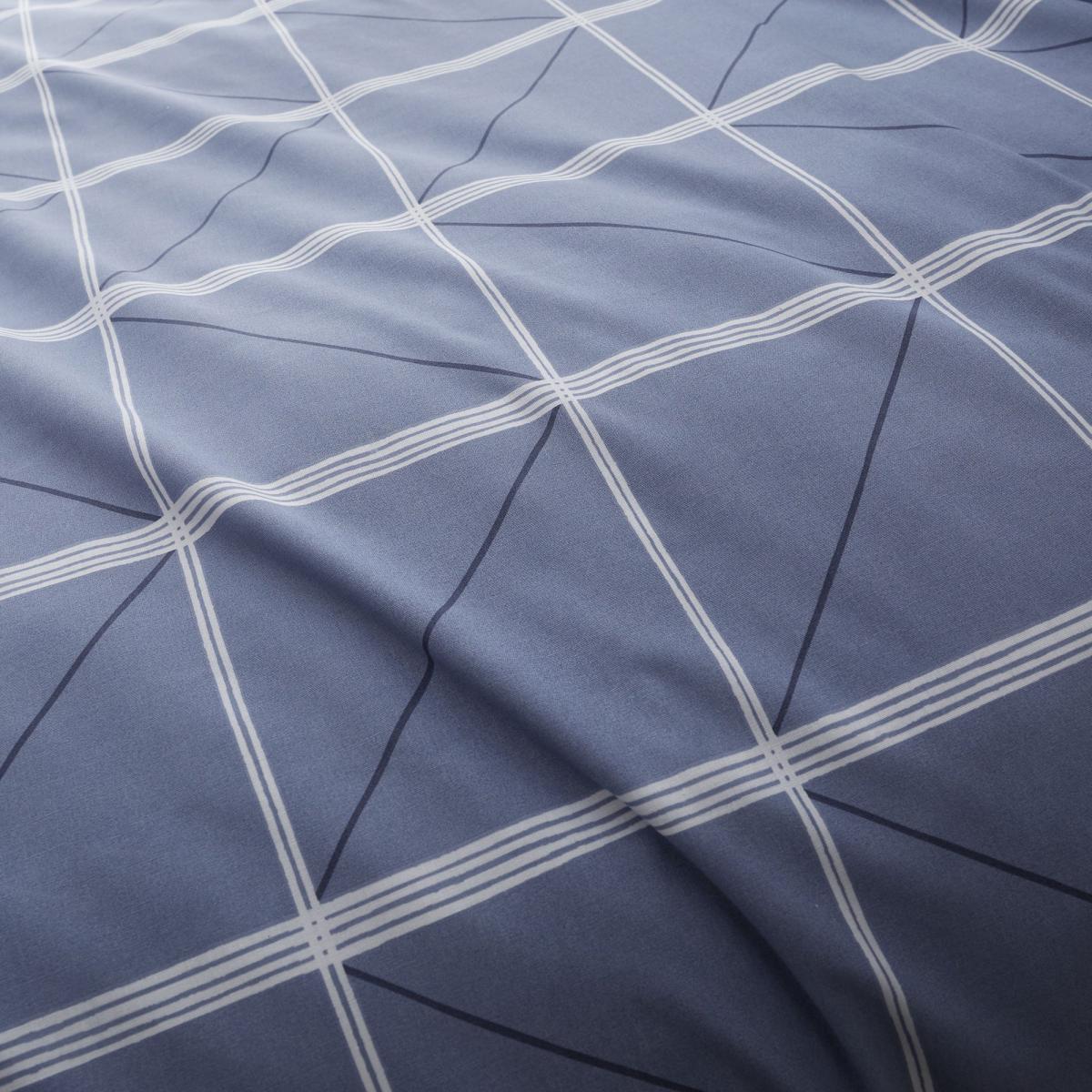 Catherine Lansfield Geometric Grid Blue Reversible Duvet Cover and Pillowcase Set Light Blue – image 5