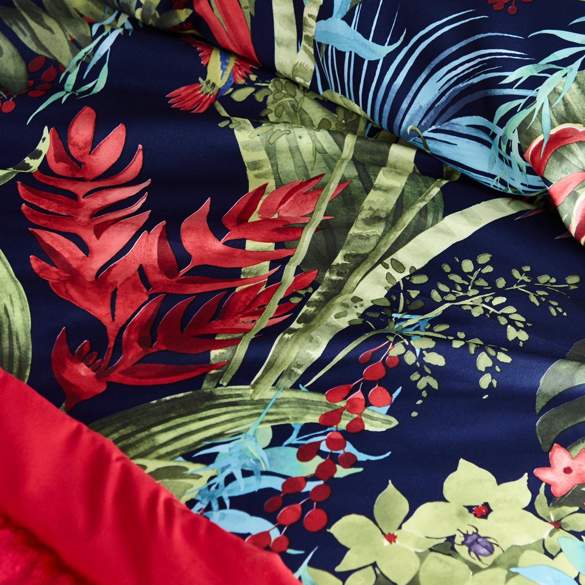 Floresta Duvet Cover and Pillowcase Set Dark Blue/Green and Red – image 2