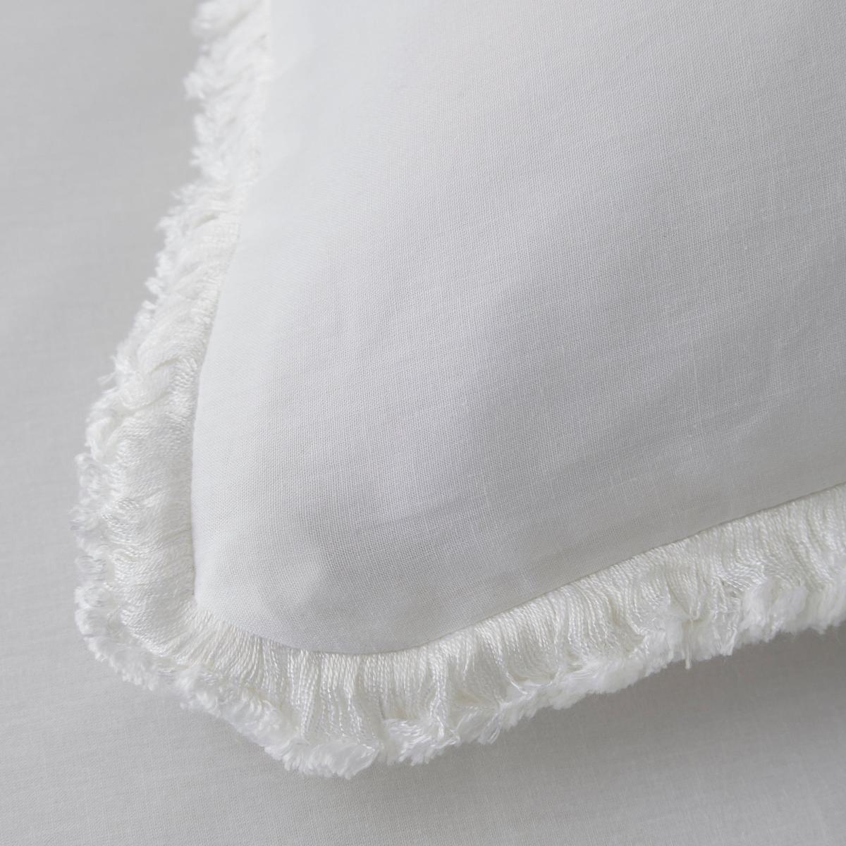 Bridget White Fringed 100% Cotton Duvet Cover and Pillowcase Set White – image 2