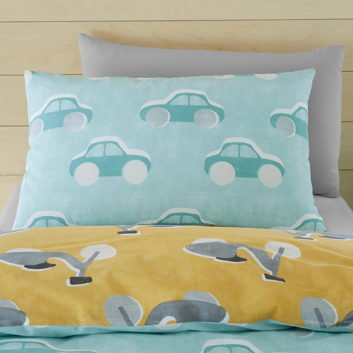 Retro Cars Blue 100% Cotton Reversible Duvet Cover and Pillowcase Set Light Blue – image 3