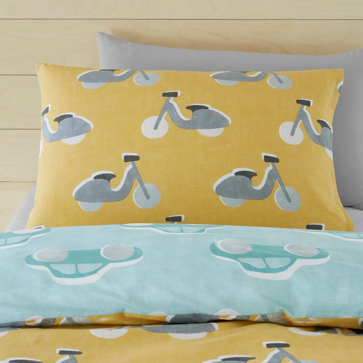 Retro Cars Blue 100% Cotton Reversible Duvet Cover and Pillowcase Set Light Blue – image 4