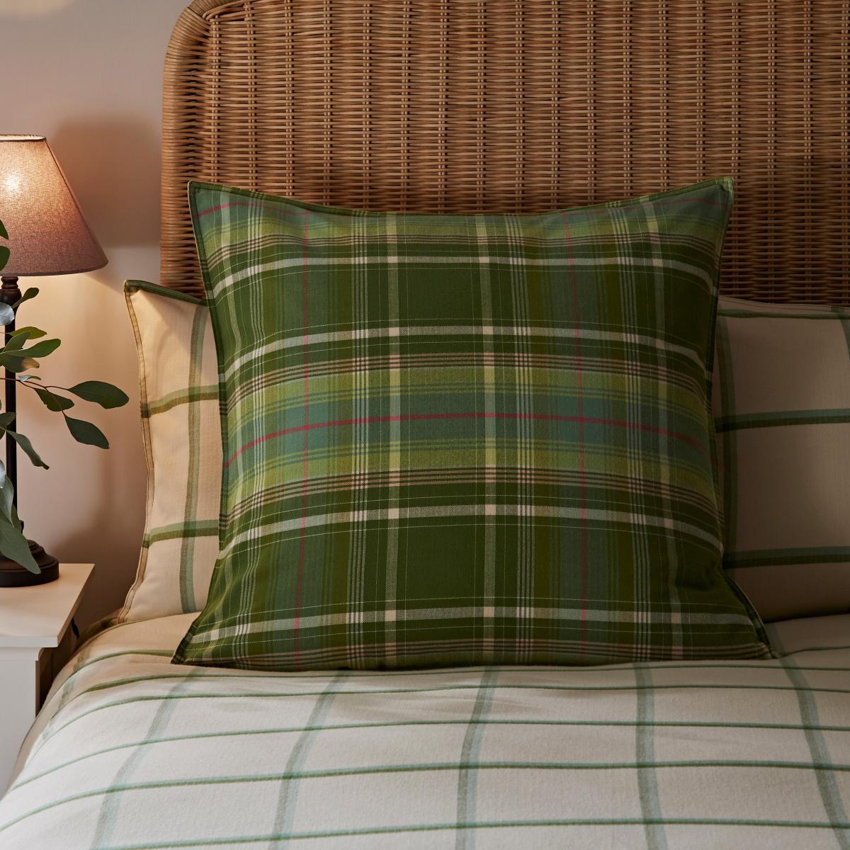 Dorma Angus Check 100% Brushed Cotton Duvet Cover and Pillowcase Set Green – image 5