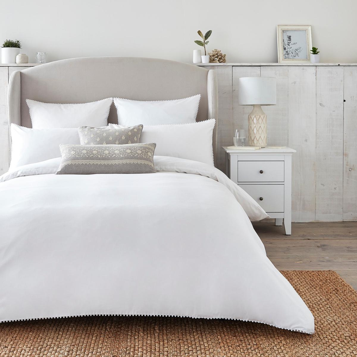 Dorma Purity Nimes 300 Thread Count Cotton Sateen Duvet Cover and Pillowcase Set White – image 2