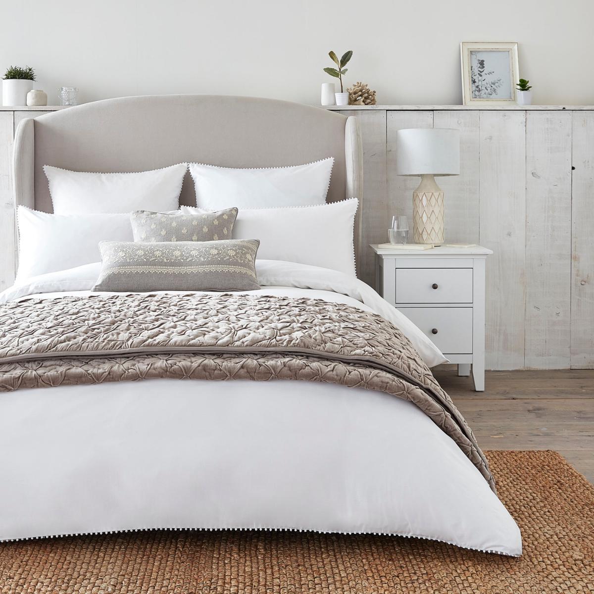 Dorma Purity Nimes 300 Thread Count Cotton Sateen Duvet Cover and Pillowcase Set White – image 3