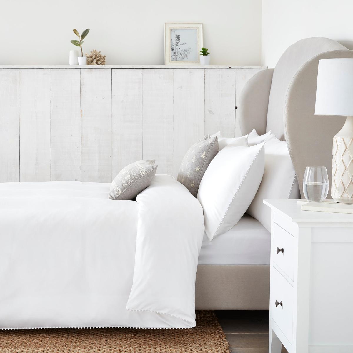 Dorma Purity Nimes 300 Thread Count Cotton Sateen Duvet Cover and Pillowcase Set White – image 4