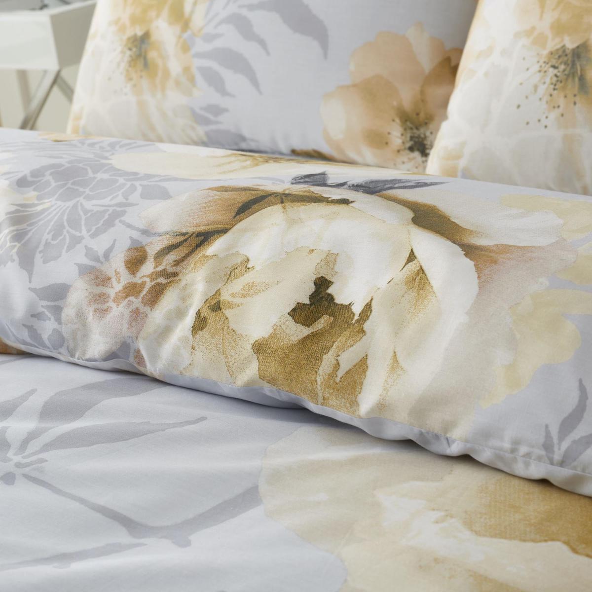 Catherine Lansfield Dramatic Floral Ochre Duvet Cover and Pillowcase Set Yellow and Blue – image 3