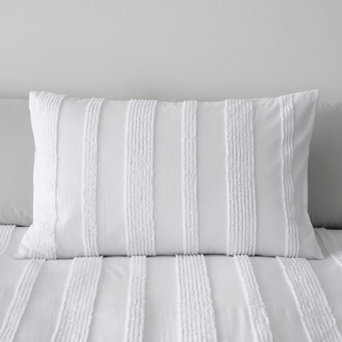 Ezra White Tufted Luxe 100% Cotton Duvet Cover and Pillowcase Set White – image 2