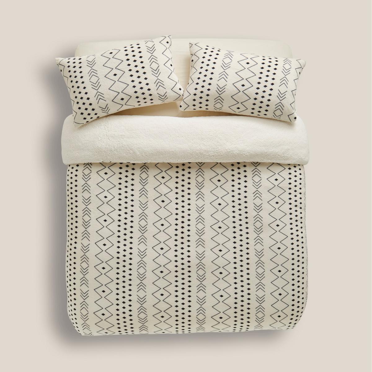 Boho Printed Fleece Duvet Cover and Pillowcase Set Natural (Cream) – image 3
