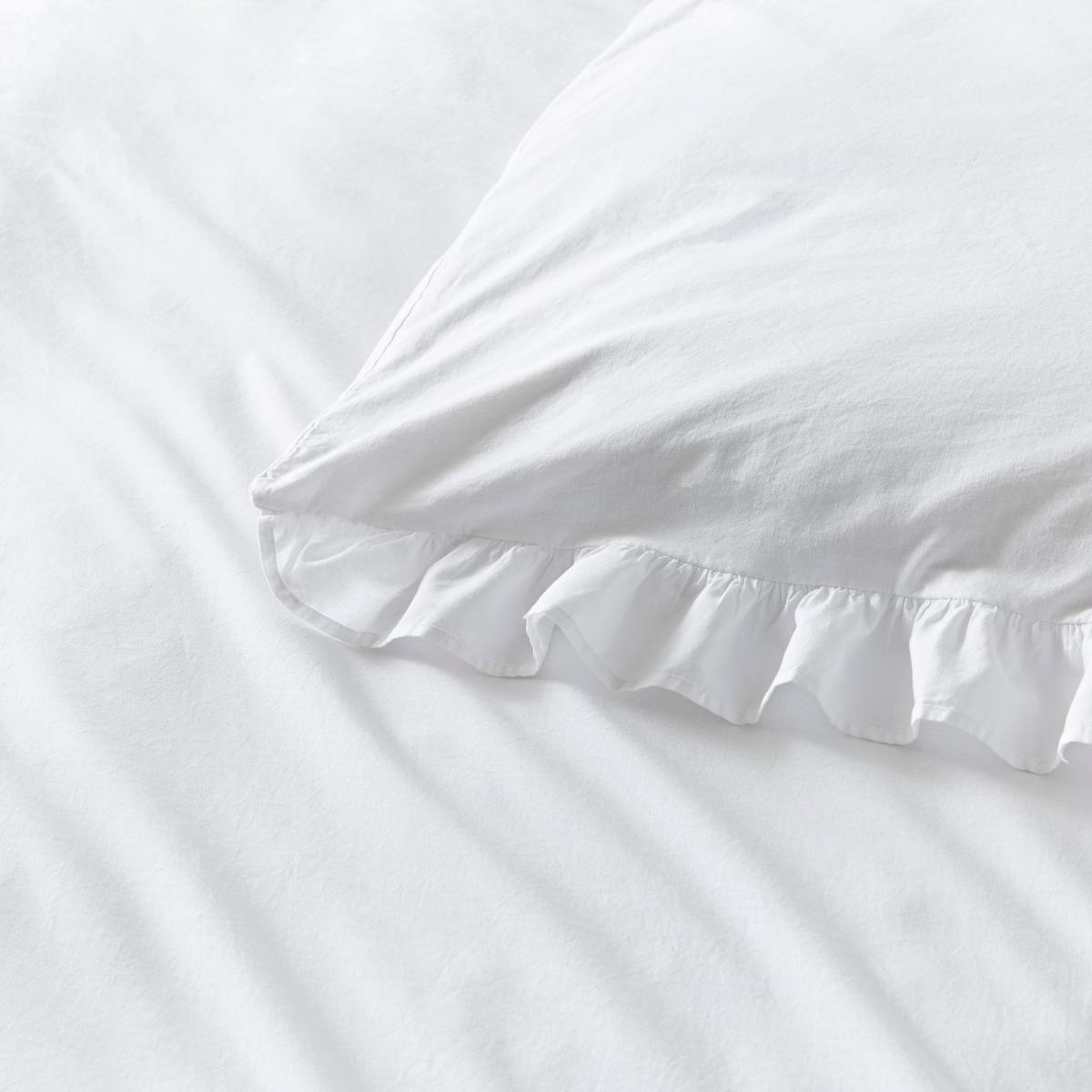 Camille Ruffle White 100% Cotton Duvet Cover and Pillowcase Set White – image 3