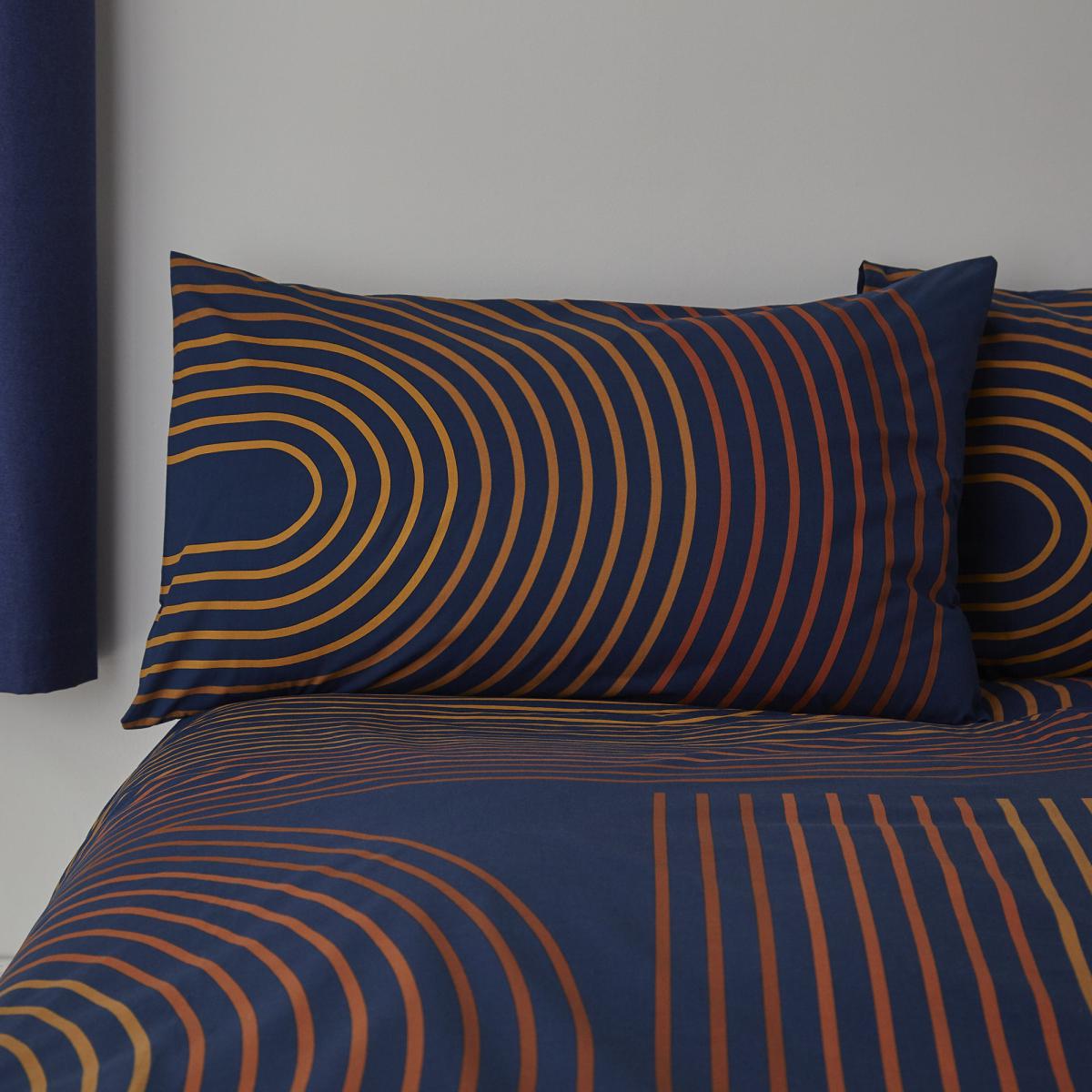 Elements Meyer Blue Duvet Cover and Pillowcase Set Blue and Yellow – image 3