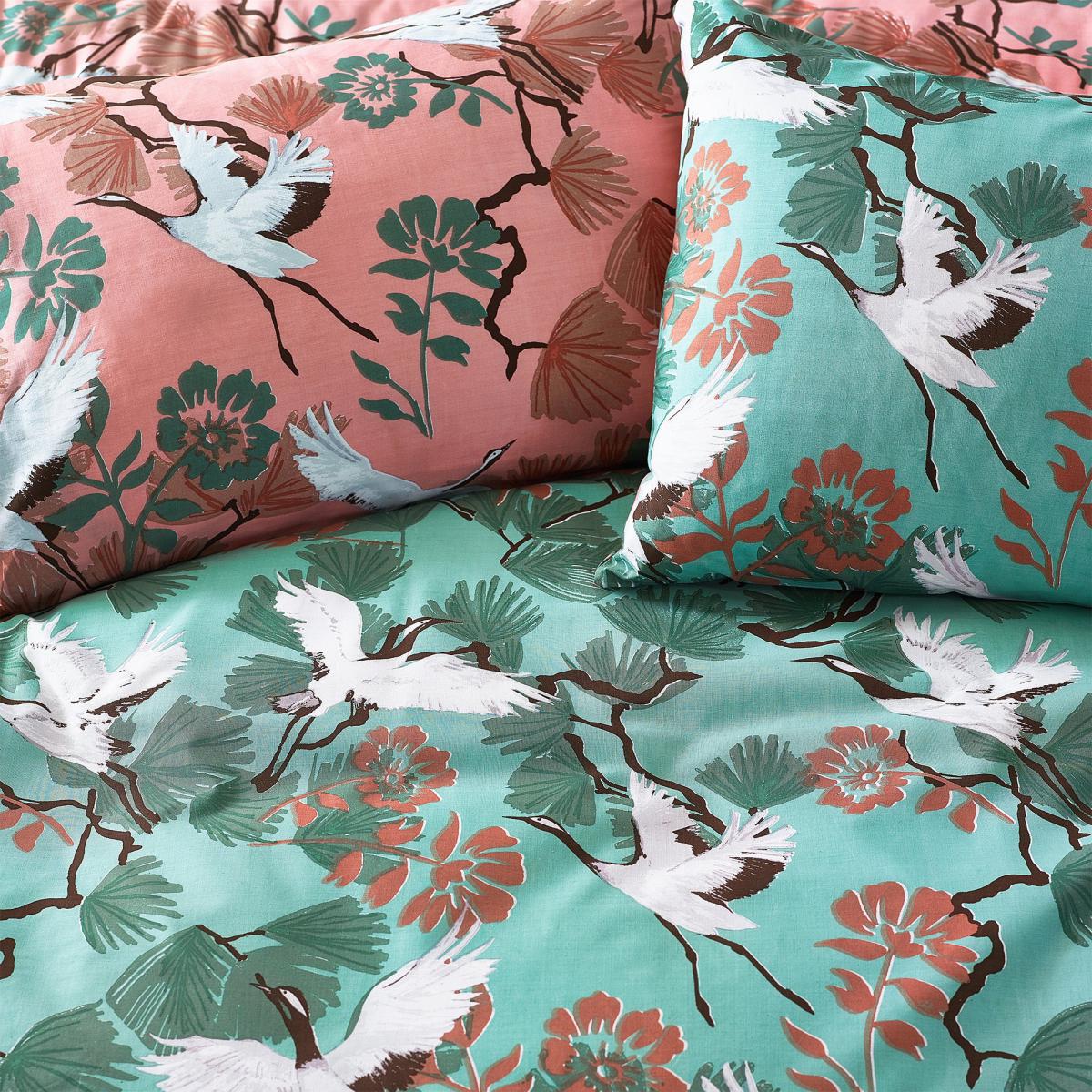Furn. Demoiselle Duck Egg and Pink Duvet Cover and Pillowcase Set Duck Egg (Blue) – image 3