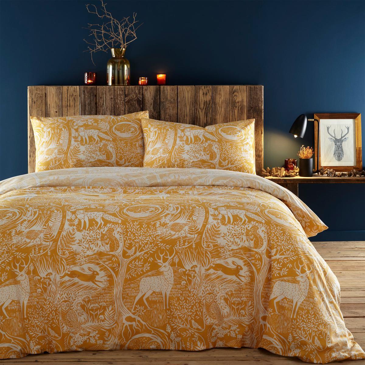 Furn. Winter Woods Ochre Duvet Cover and Pillowcase Set Ochre – image 2
