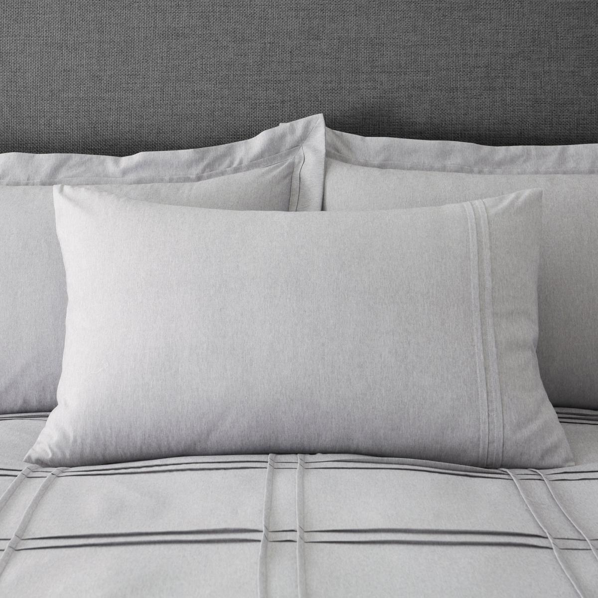 Denver Marl Grey Pintuck Duvet Cover and Pillowcase Set Grey – image 3