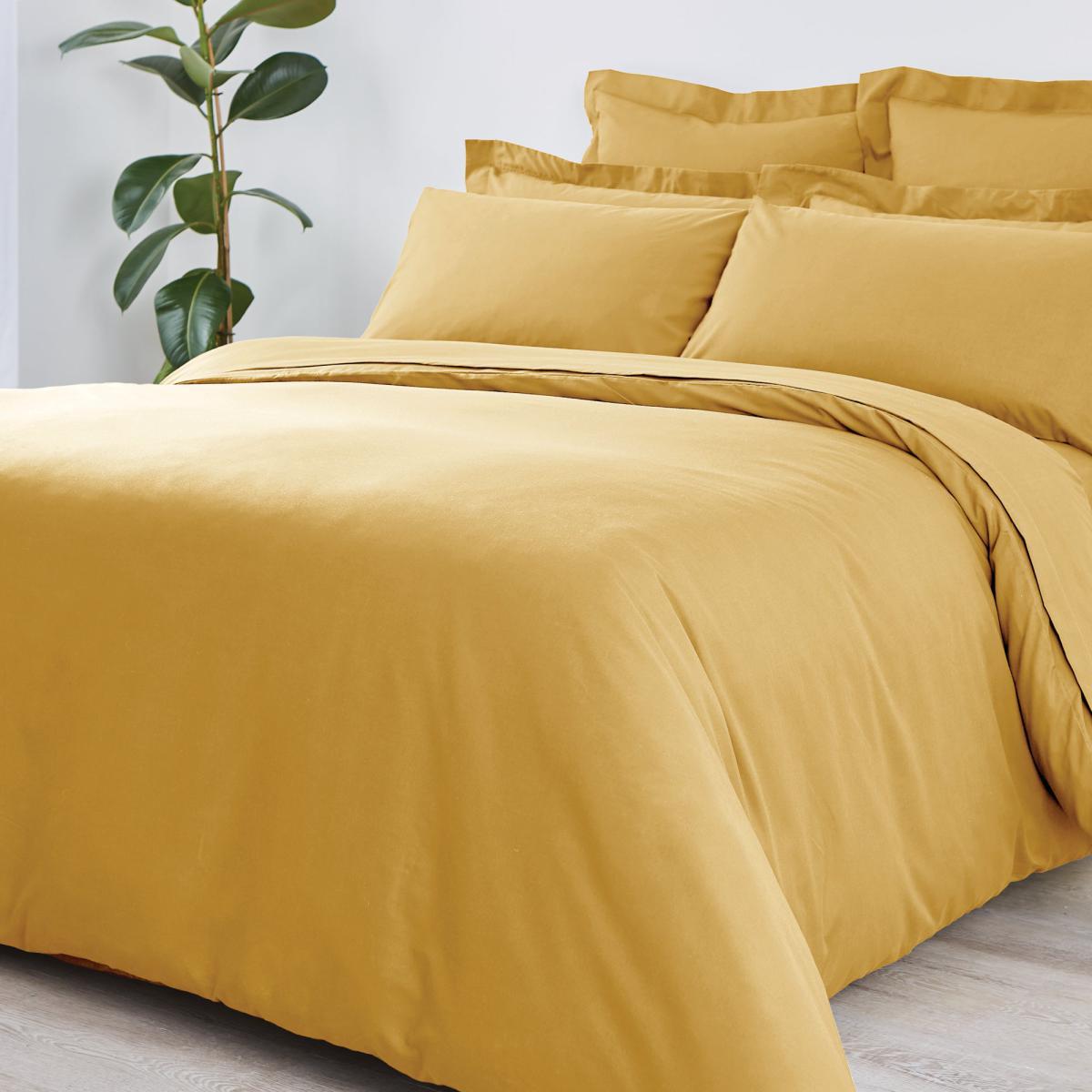 Non Iron Plain Dye Mustard Duvet Cover Yellow – image 3