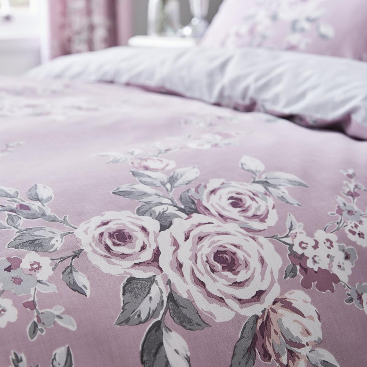 Catherine Lansfield Canterbury Duvet Cover and Pillowcase Set Purple, Grey and White – image 3