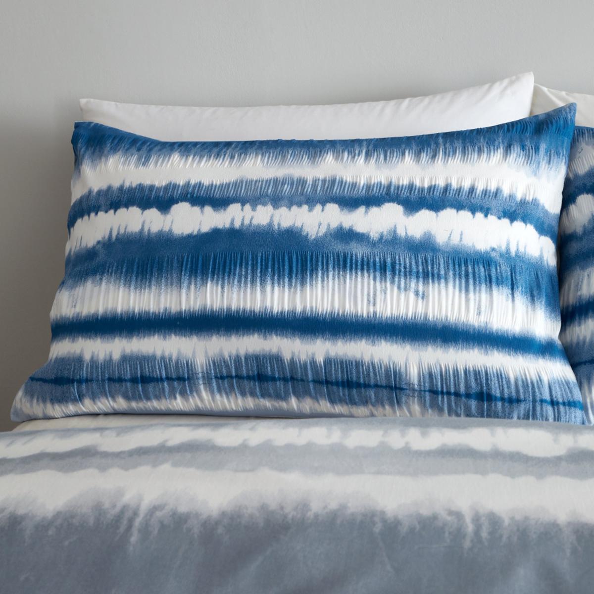 Catherine Lansfield Tie Dye Seersucker Blue Duvet Cover and Pillowcase Set Blue – image 2