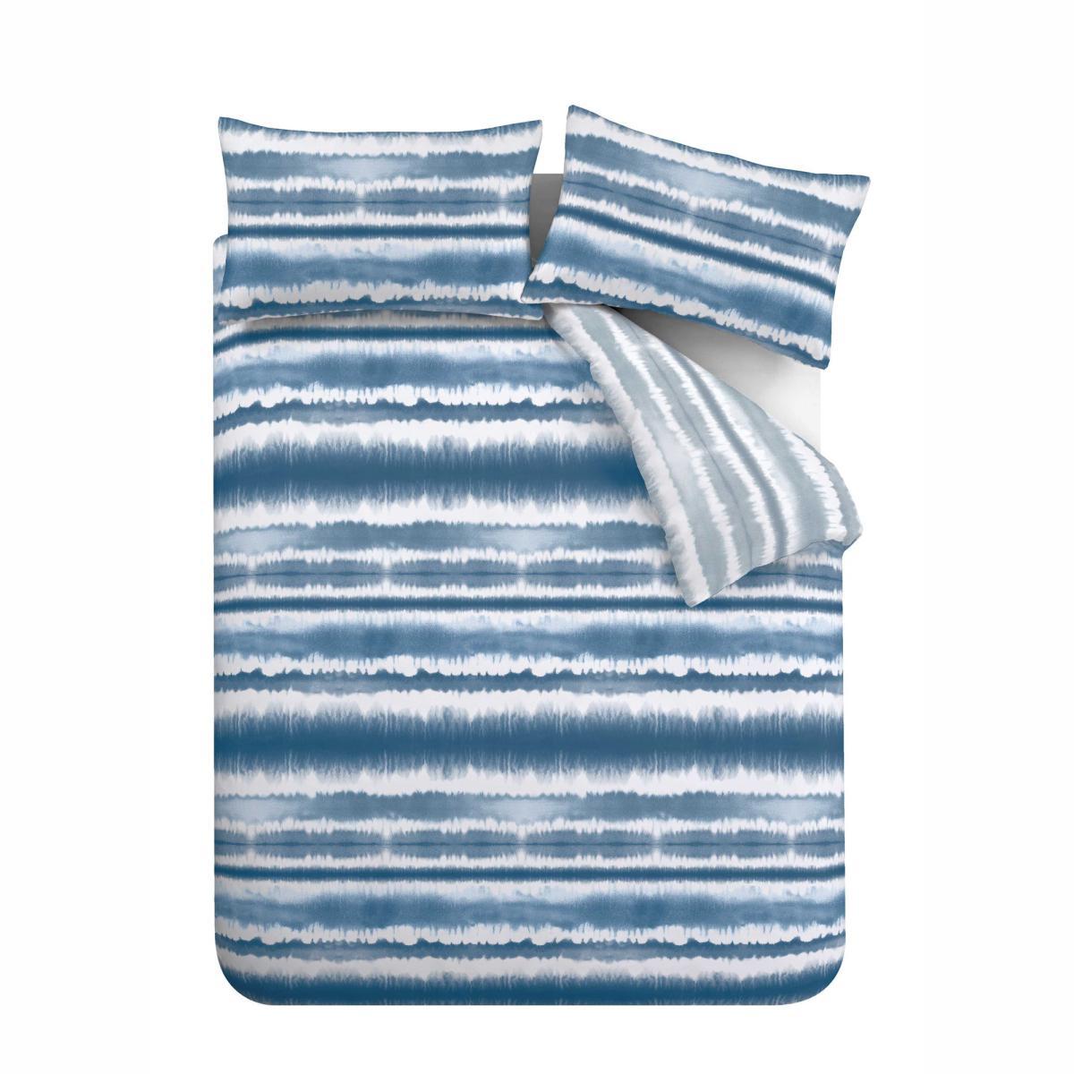 Catherine Lansfield Tie Dye Seersucker Blue Duvet Cover and Pillowcase Set Blue – image 5