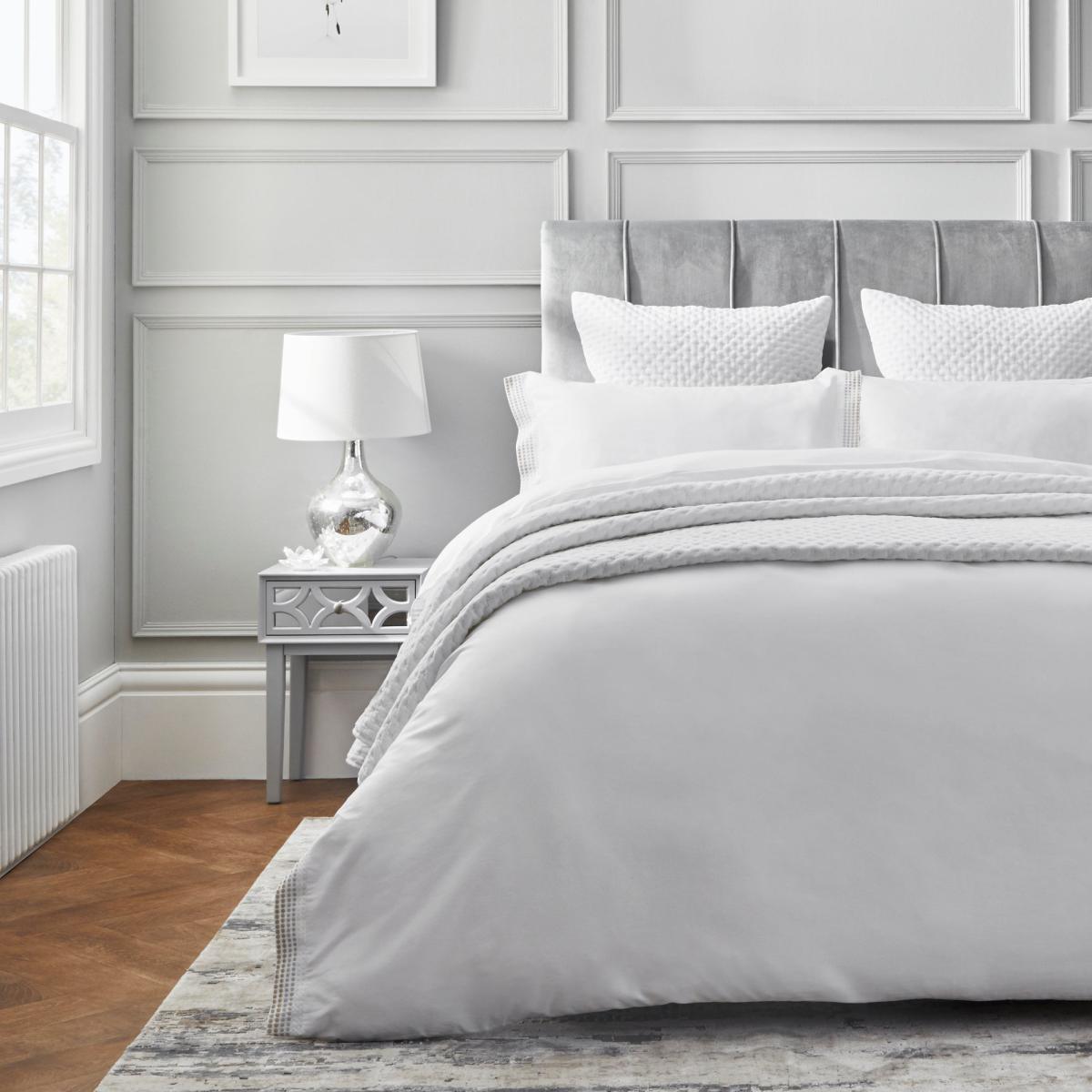 Dorma Purity Chesten 300 Thread Count Cotton Sateen Duvet Cover and Pillowcase Set White – image 2