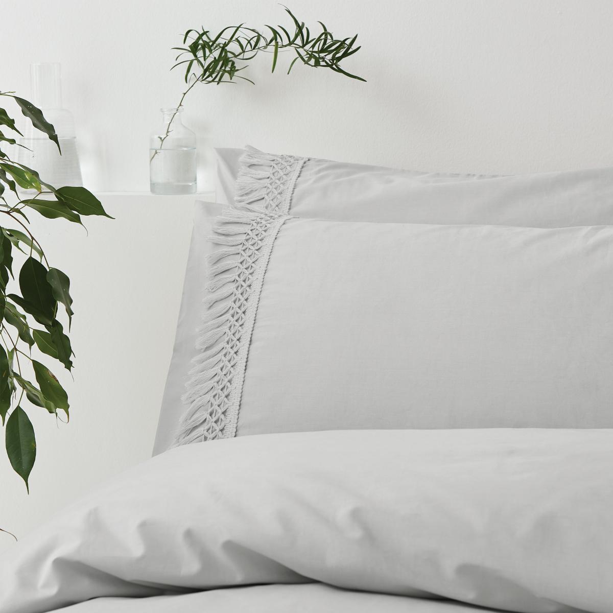 Pineapple Elephant Izmir Cotton Tassel Silver Duvet Cover and Pillowcase Set Silver – image 2