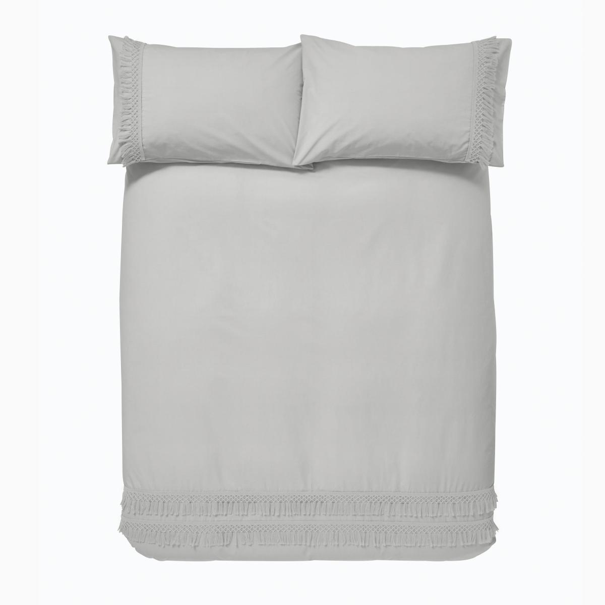 Pineapple Elephant Izmir Cotton Tassel Silver Duvet Cover and Pillowcase Set Silver – image 4
