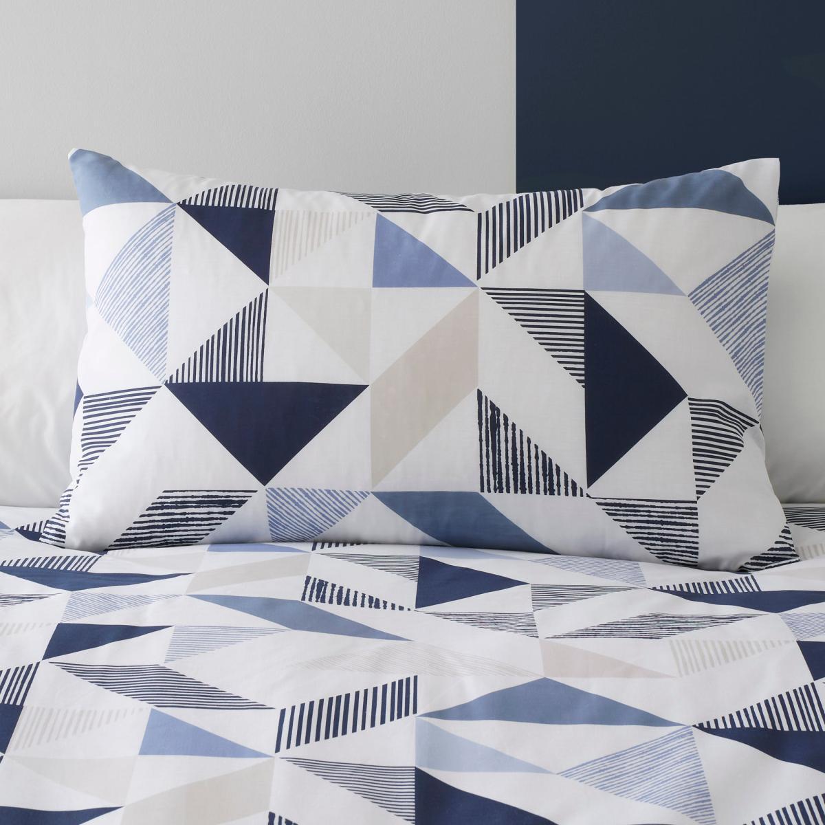 Elements Bako Reversible Geometric Blue Duvet Cover and Pillowcase Set Blue – image 4