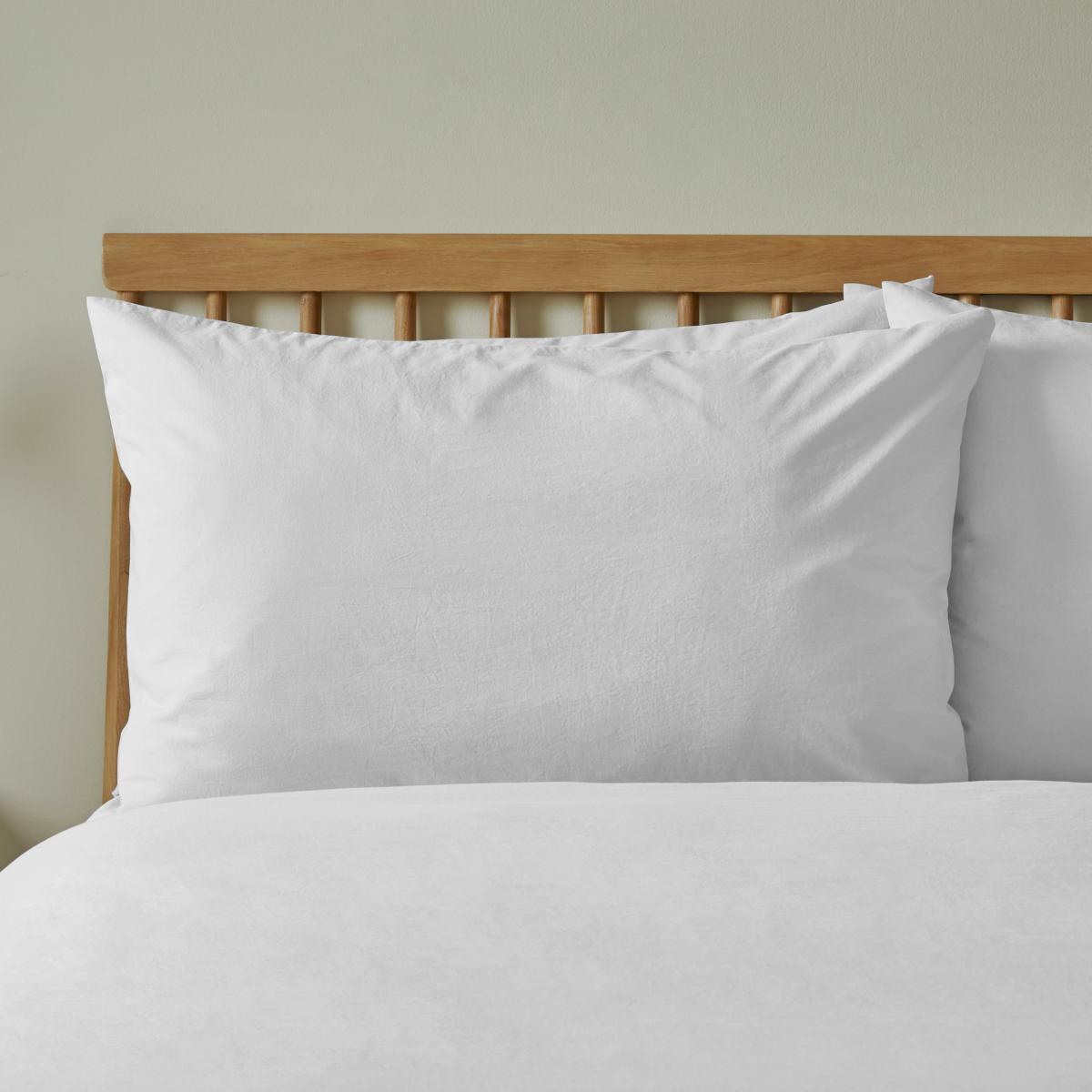 Washed Cotton Duvet Cover and Pillowcase Set White – image 2