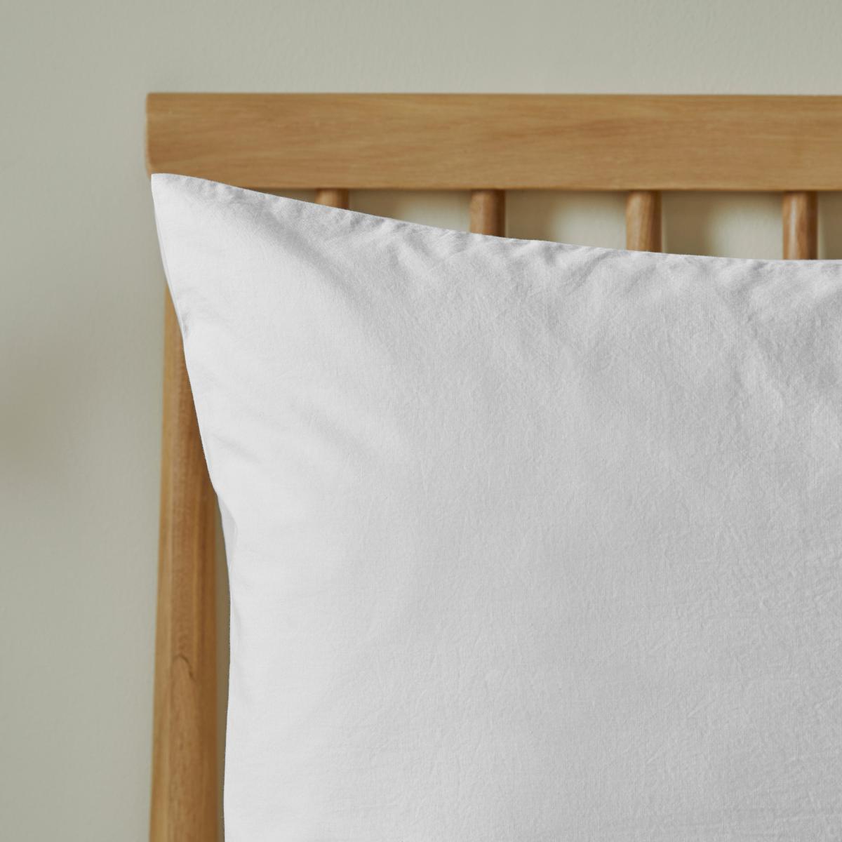 Washed Cotton Duvet Cover and Pillowcase Set White – image 3