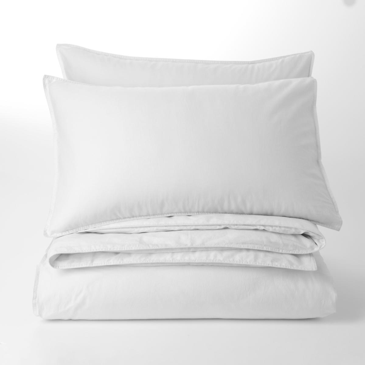 Recycled Cotton Duvet Cover and Pillowcase Set White – image 3