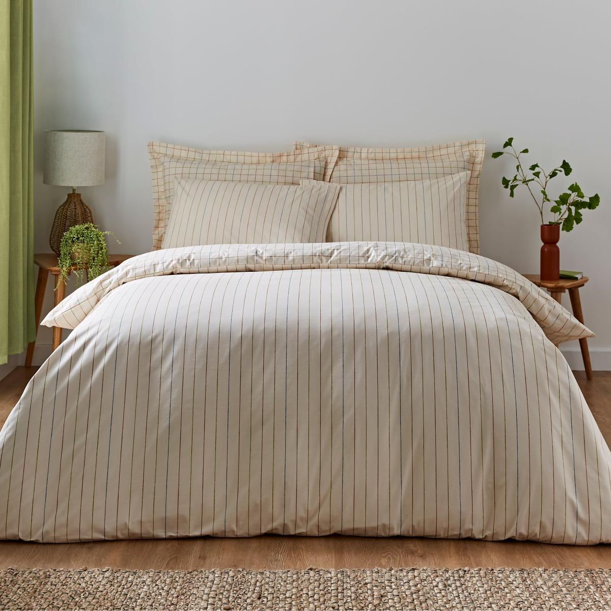 Elements Randig Natural Duvet Cover and Pillowcase Set Natural – image 2