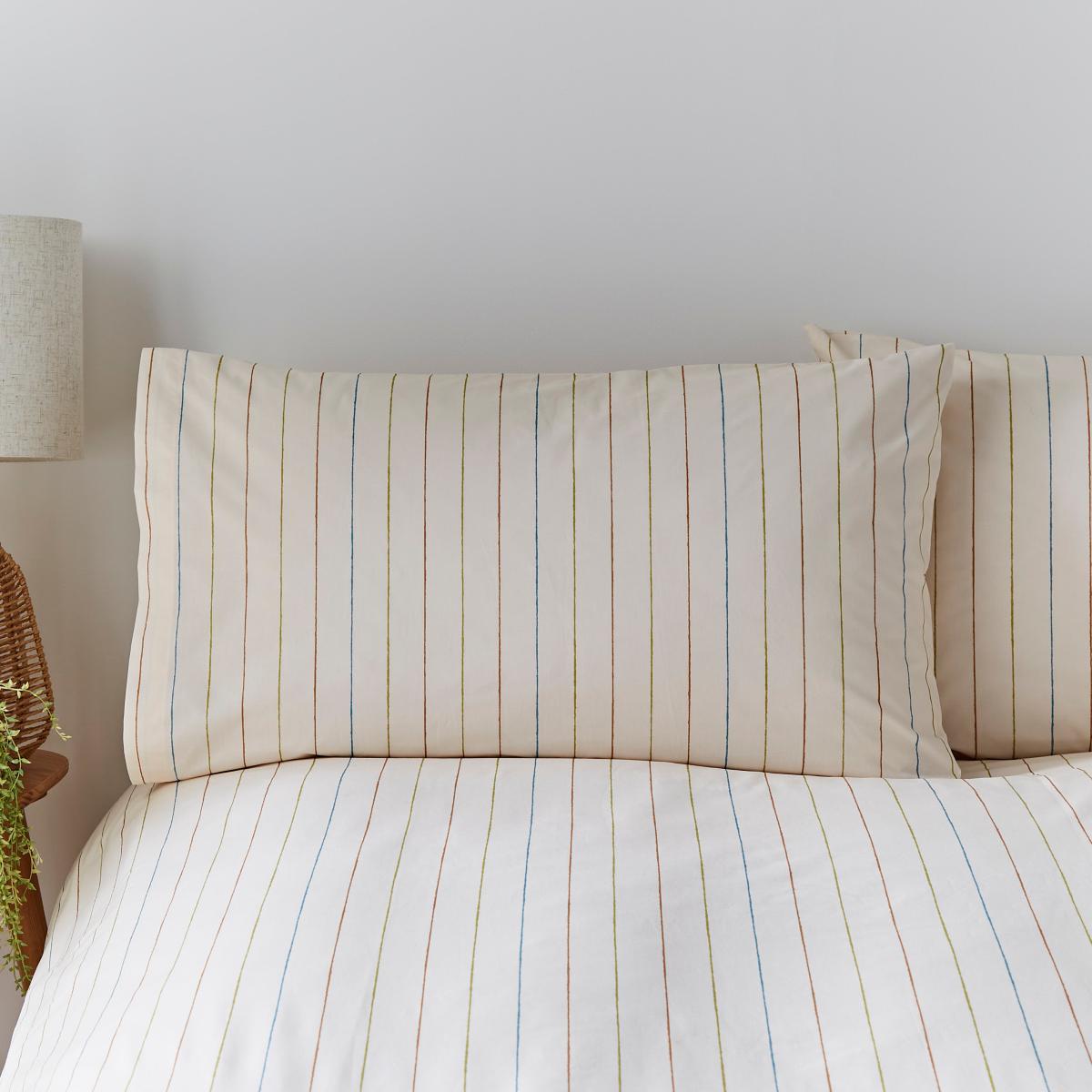 Elements Randig Natural Duvet Cover and Pillowcase Set Natural – image 4