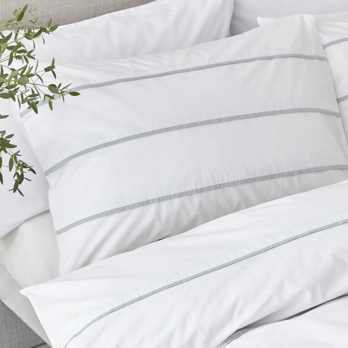 Content By Terence Conran Halstead Pleats White and Grey Striped 100% Cotton Duvet Cover and Pillowcase Set Light Grey – image 2