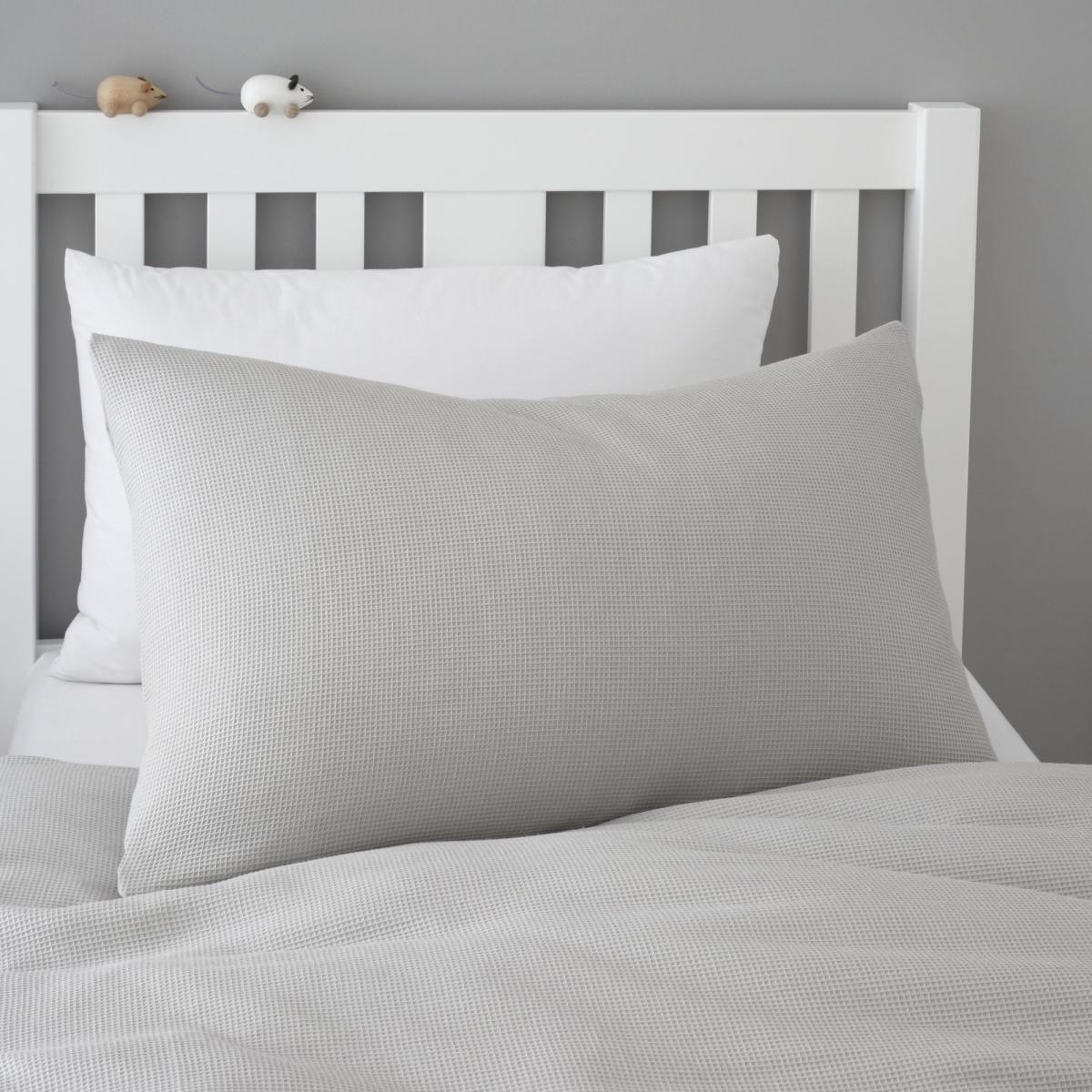 Mini Waffle Grey 100% Cotton Duvet Cover and Pillowcase Set Grey – image 2