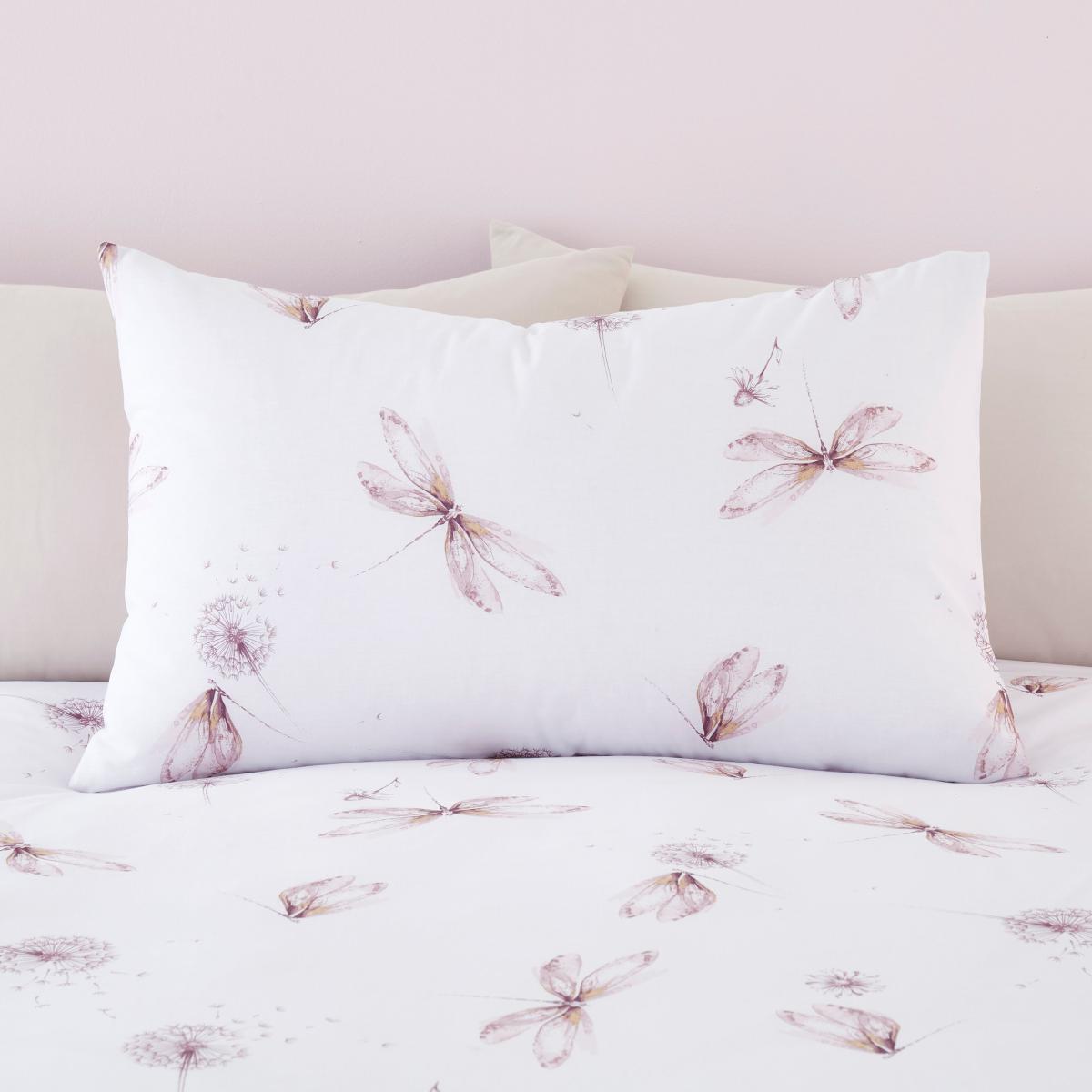 Dragonflies Pink 100% Cotton Duvet Cover and Pillowcase Set Pink – image 3