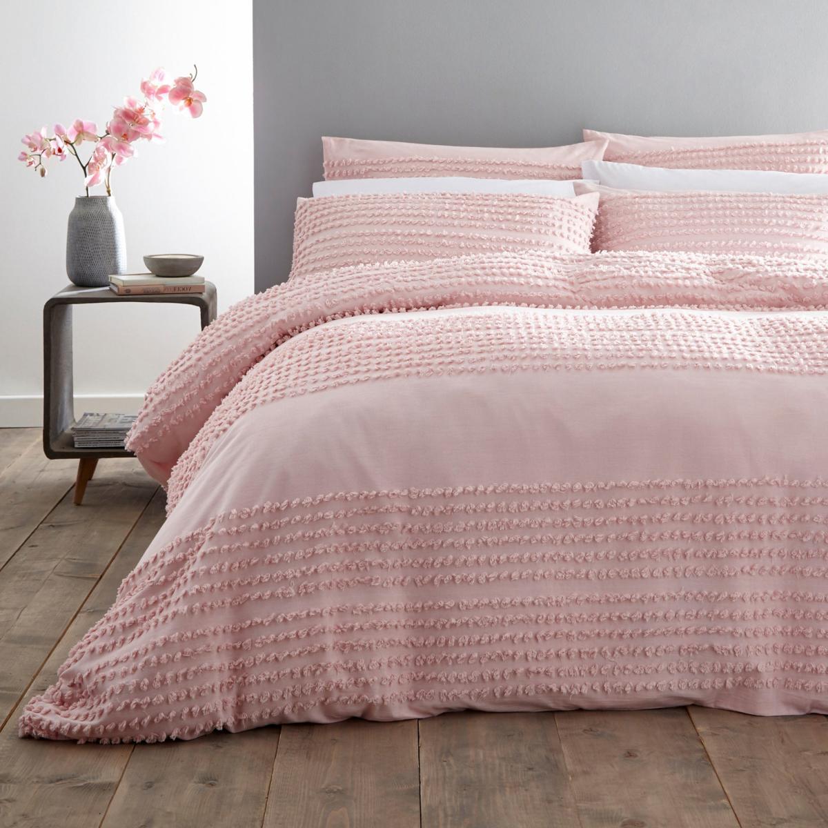 Bianca Cotton Malmo Blush 100% Cotton Duvet Cover and Pillowcase Set Blush (Pink) – image 1