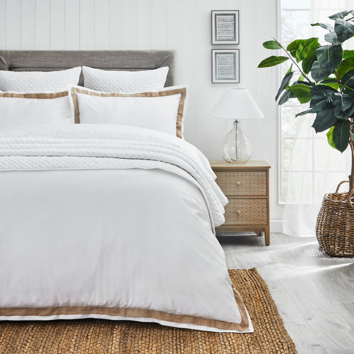 Dorma Purity Hemsby 300 Thread Count Cotton Sateen Duvet Cover and Pillowcase Set White – image 2