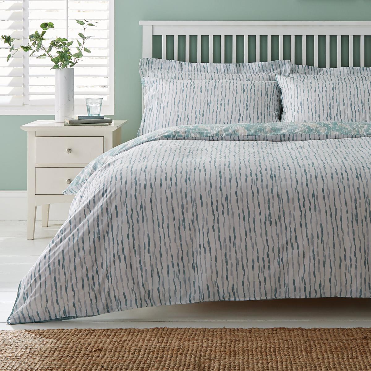 Waves Teal Reversible Duvet Cover and Pillowcase Set Teal Blue – image 2