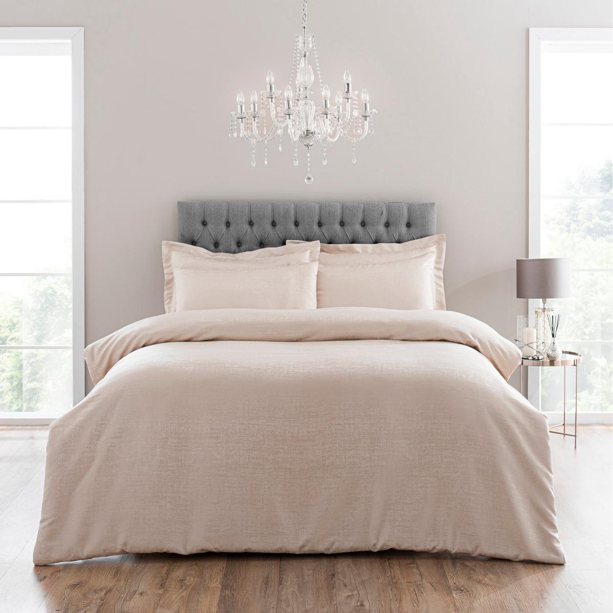 Tegan Champagne Textured Duvet Cover and Pillowcase Set Champagne – image 2