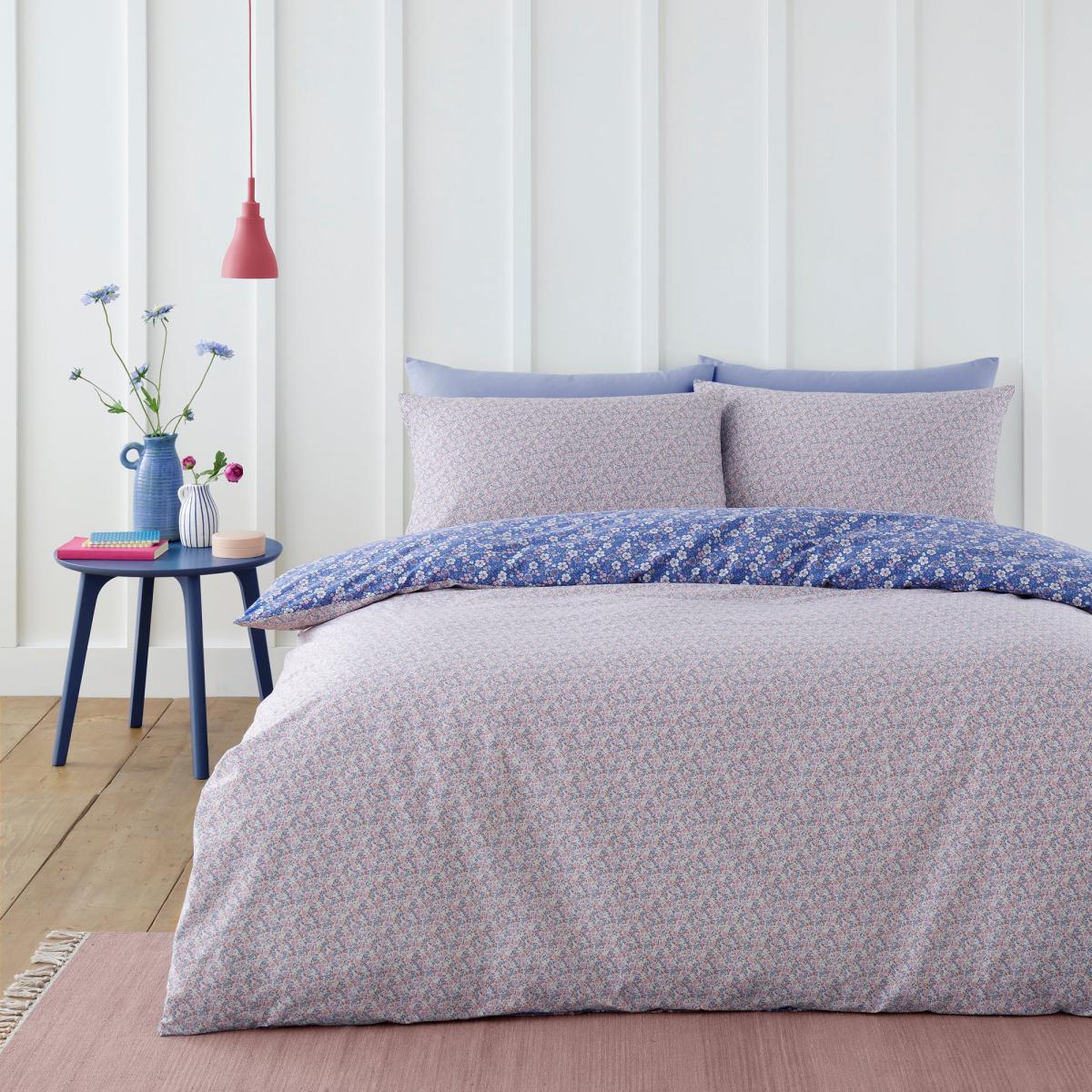 Bessie Ditsy Floral Navy 100% Cotton Reversible Duvet Cover and Pillowcase Set Navy (Blue) – image 3