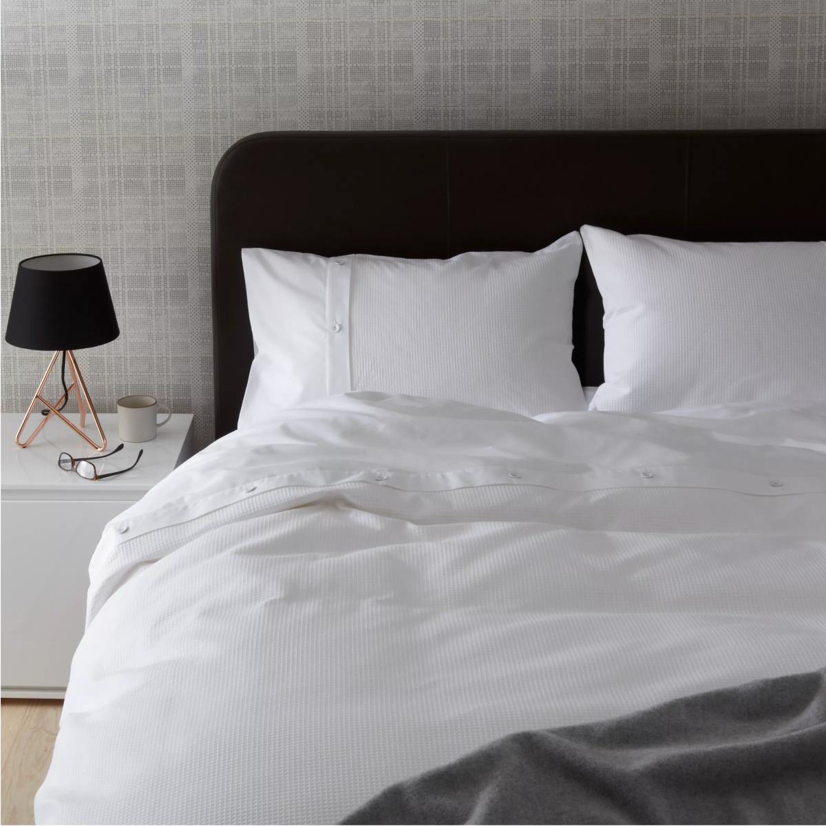 ANYDAY John Lewis & Partners Easy Care Bordered Waffle Duvet Cover Set, White – image 3